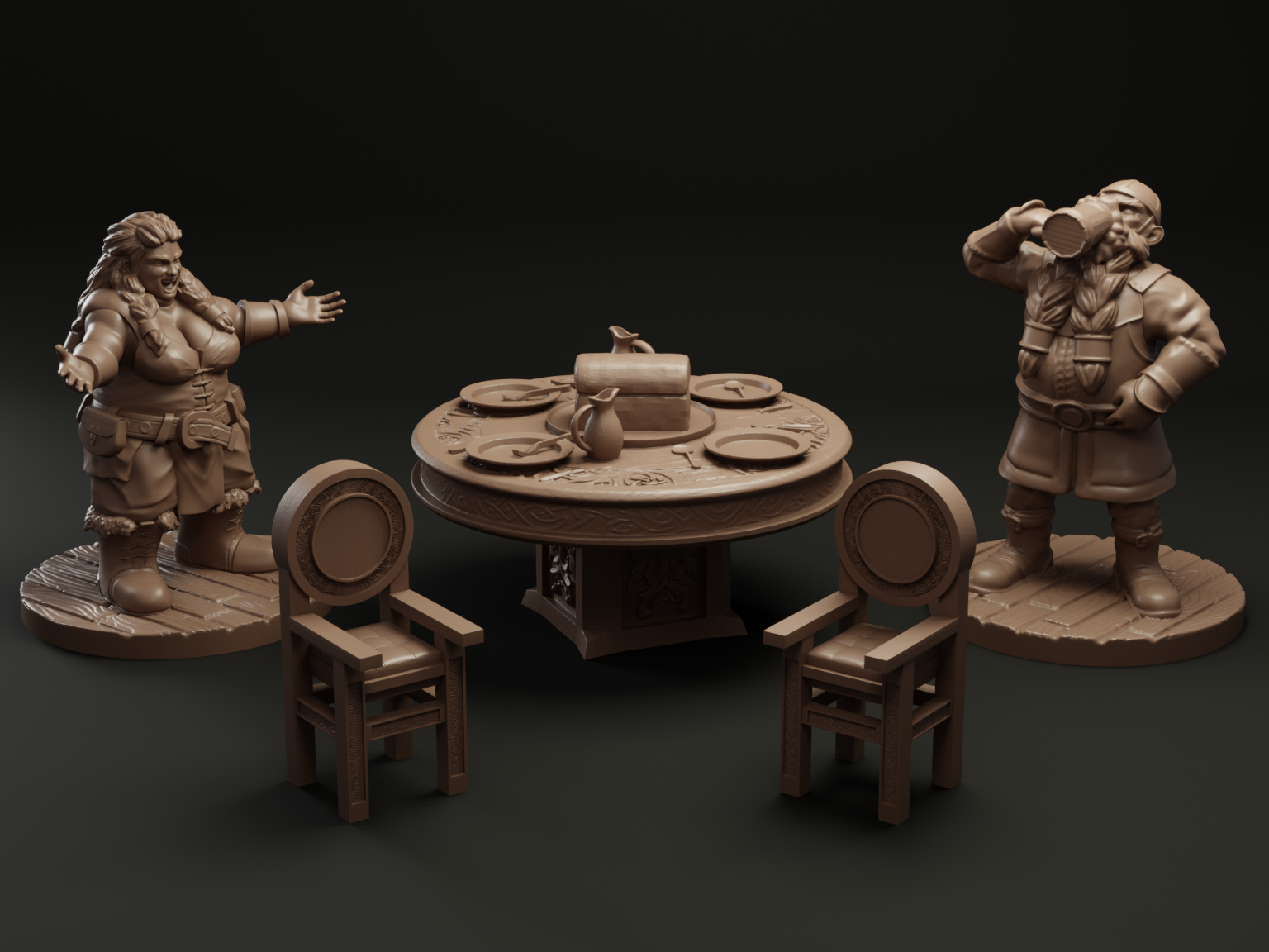 Dwarves, Chair, and table